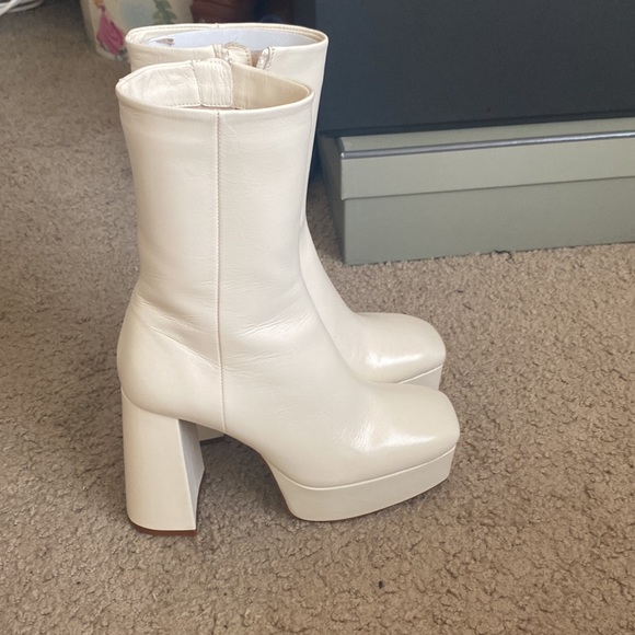 Zara Leather Platform Ankle Boots - Picture 4 of 6